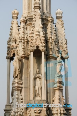 Detail Of The Skyline Of The Duomo In Milan Stock Photo