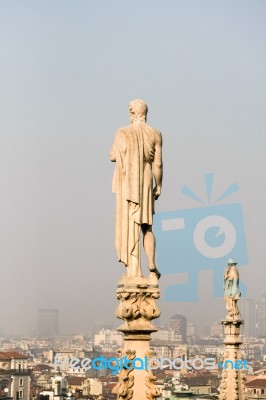 Detail Of The Skyline Of The Duomo In Milan Stock Photo