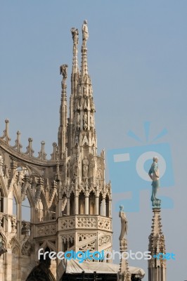 Detail Of The Skyline Of The Duomo In Milan Stock Photo