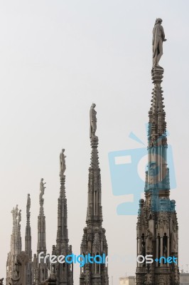 Detail Of The Skyline Of The Duomo In Milan Stock Photo