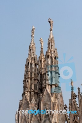 Detail Of The Skyline Of The Duomo In Milan Stock Photo