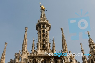 Detail Of The Skyline Of The Duomo In Milan Stock Photo