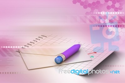 Detailed Envelope And Pencil Stock Image