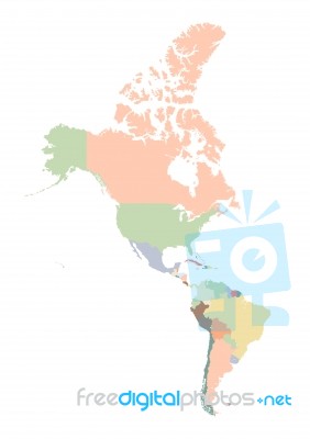 Detailed Map Of America Continent Stock Image