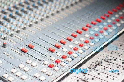 Detailed Professional Audio Mixer Stock Photo