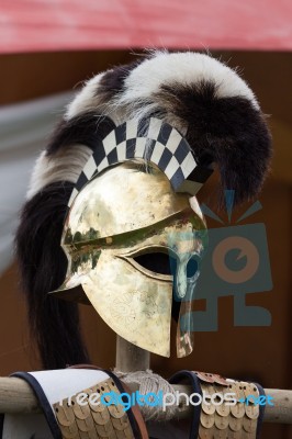 Detling, Kent/uk - August 29 : Helmet On Display At The Military… Stock Photo