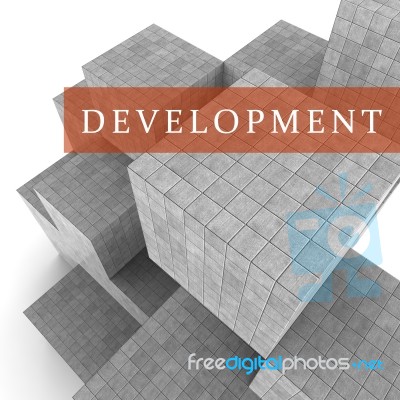 Development Blocks Means Product Developing 3d Rendering Stock Image