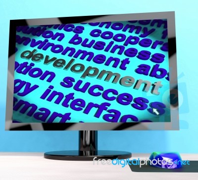 Development Word On Computer Showing Advancement Stock Image