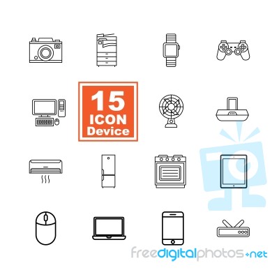 Device Icon Set On White Background Stock Image