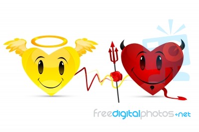 Devil And Angel Hearts Stock Image