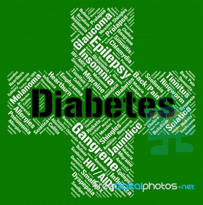 Diabetes Word Indicates Ill Health And Ailment Stock Image