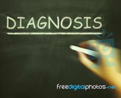 Diagnosis Chalk Means Identifying Illness Or Problem Stock Image