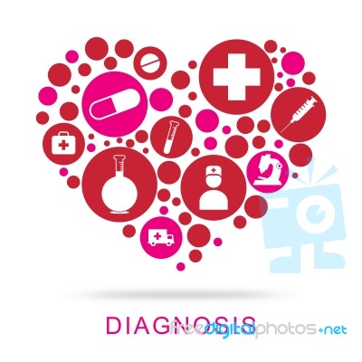 Diagnosis Icons Shows Diagnose Diagnosed And Investigate Stock Image