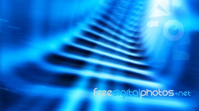 Diagonal Blue Teleport Tunnel Motion Blur Abstraction Backddrop Stock Photo