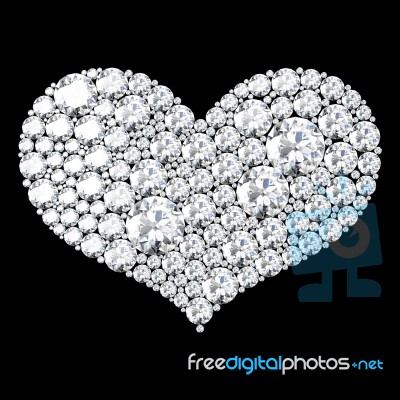 Diamond Heart On Black Background Stock Image