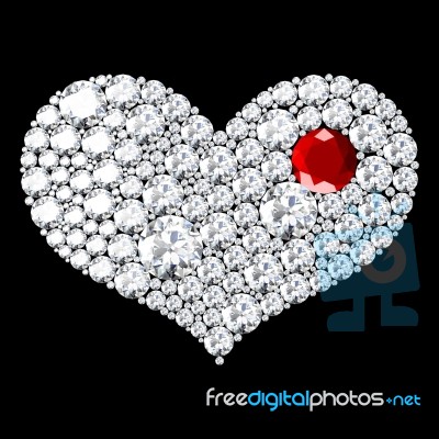 Diamond Heart On Black Background Stock Image