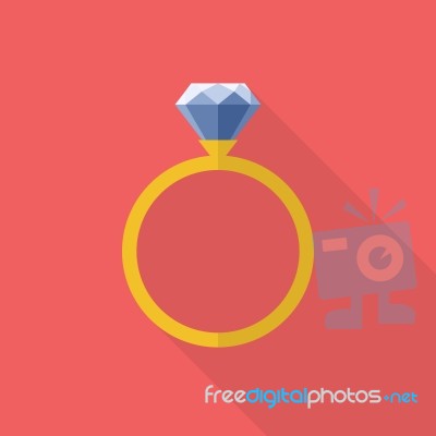 Diamond Ring Icon Flat Style Stock Image