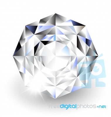 Diamond With Light On White Background Stock Image