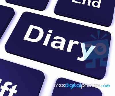 Diary Key Shows Online Planner Or Schedule Stock Image