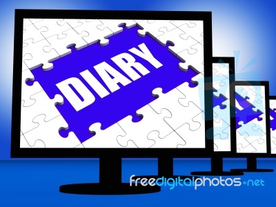 Diary Screen Shows Appointment Planner Planning Or Scheduler Stock Image