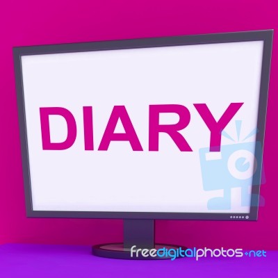 Diary Screen Shows Online Planner Planning Or Scheduler Stock Image