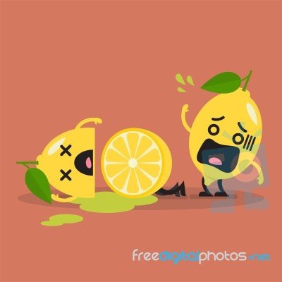 Died Cut Lemon With Shocked Lemon Stock Image