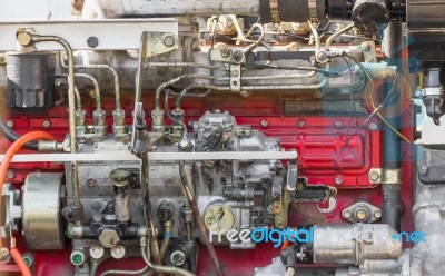 Diesel Engine Part Of Power Plant Stock Photo