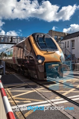 Diesel Locomotive Passing Through Paignton Stock Photo