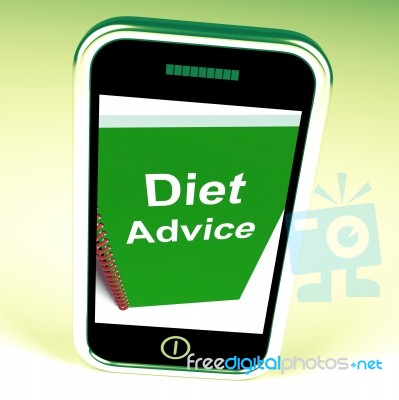 Diet Advice On Phone Shows Healthy Diets Stock Image