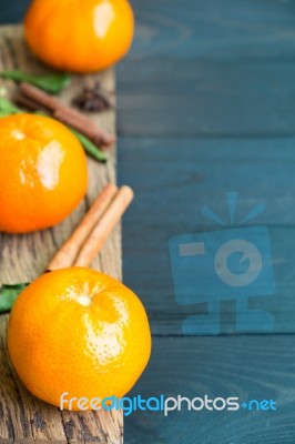 Dietary Fiber From Mandarin Orange With Scent On Wooden Stock Photo