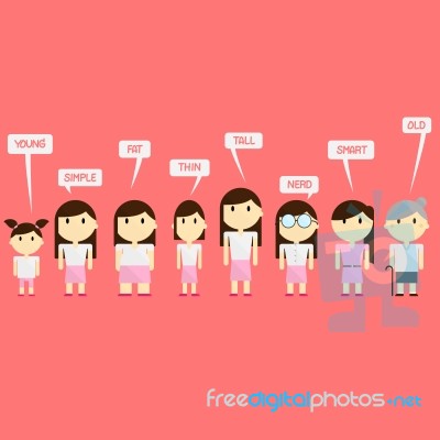 Different Character Cartoon Woman Illustration Stock Image