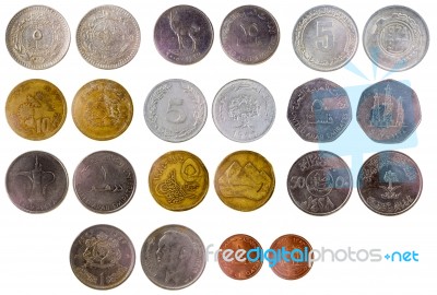 Different Old Arab Coins Stock Photo