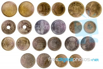 Different Old Spanish Coins Stock Photo