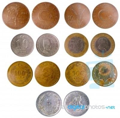 Different Old Turkish Coins Stock Photo