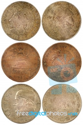 Different Rare Coins Of Mexico Stock Photo