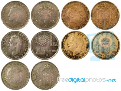 Different Rare Coins Of Spain Stock Photo