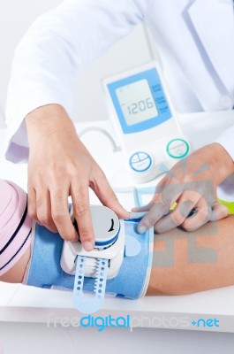 Digital Blood Pressure Monitor Stock Photo