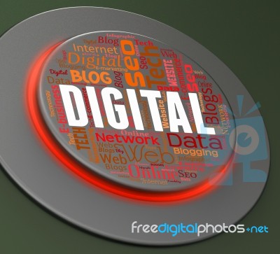 Digital Button Indicates High Tec And Computers 3d Rendering Stock Image