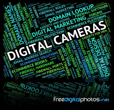 Digital Cameras Representing High Tec And Technology Stock Image