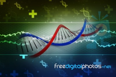 Digital Illustration Dna Structure , 3d Rendering Stock Image