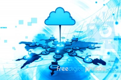 Digital Illustration Of Cloud Computing Devices Stock Image