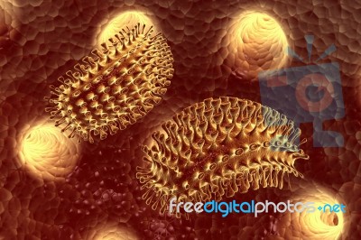 Digital Illustration Of Rabies Virus In Colour Background Stock Image