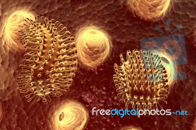 Digital Illustration Of Rabies Virus In Colour Background Stock Image