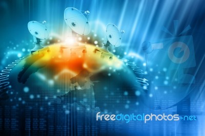 Digital Illustration Of Satellite Dish Transmission Stock Image