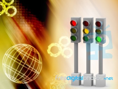 Digital Illustration Of Traffic Light Stock Image