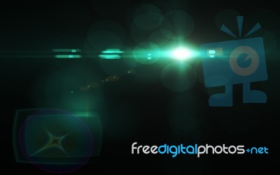 Digital Lens Flare In Black Background Horizontal Stock Image