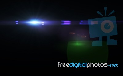 Digital Lens Flare In Black Background Horizontal Frame. Modern Stock Image