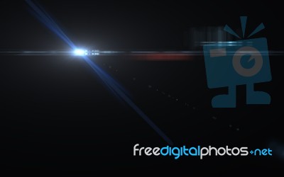 Digital Lens Flare In Black Background Horizontal Frame Warm Stock Image