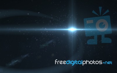 Digital Lens Flare In Black Background Horizontal Frame Warm Stock Image