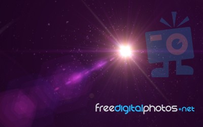 Digital Lens Flare In Black Background Horizontal Frame Warm Stock Image